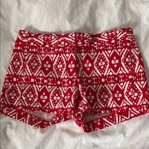 Jcrew Red and White ikat print Shorts